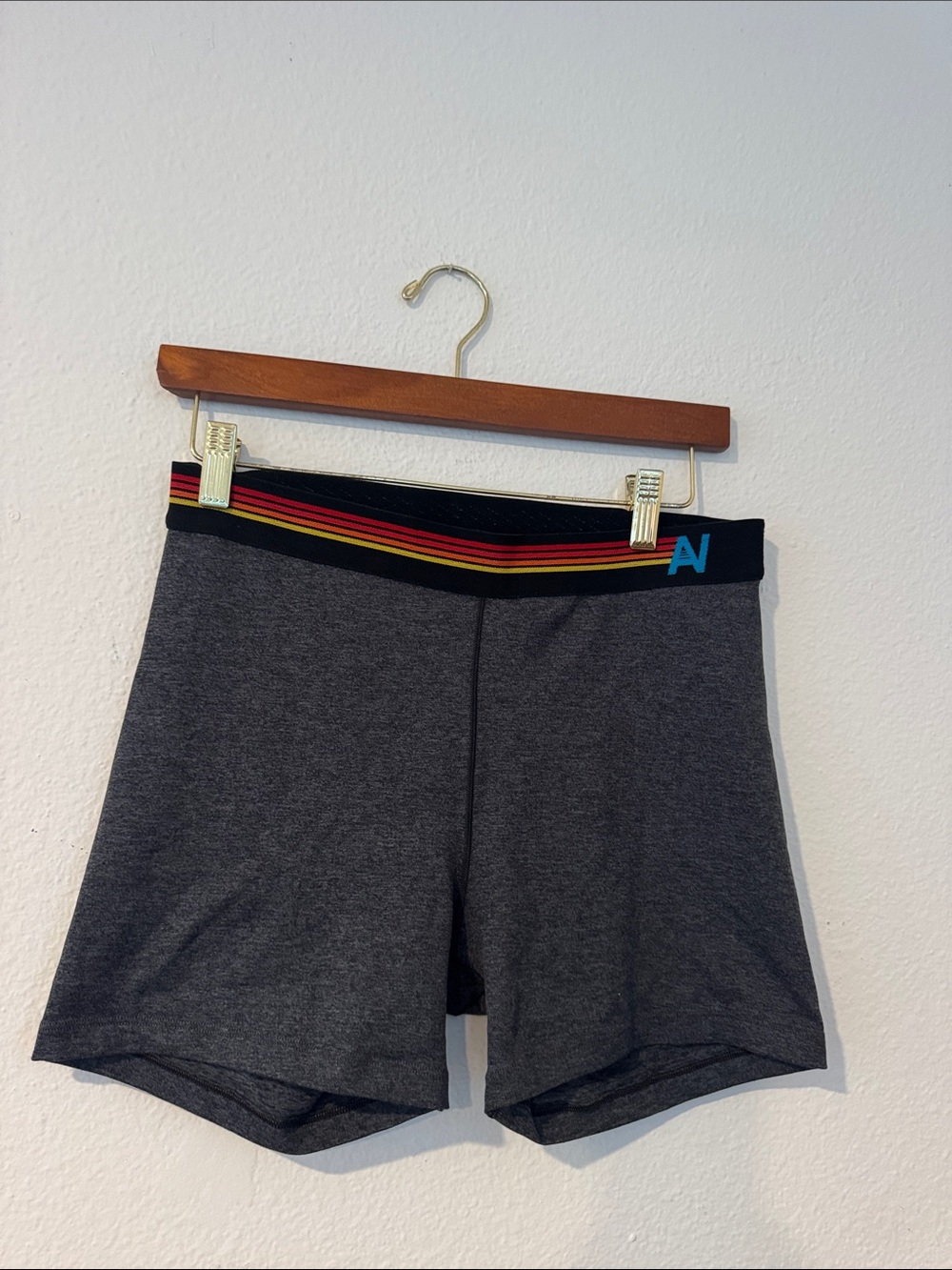 Aviator Nation Women's Gray Bike Shorts with Striped Elastic Waistband